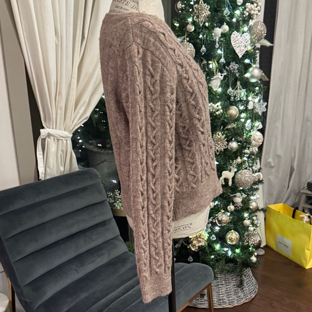 Kerisma Cable Knit Button-Up Sweater Light Brown Tan Eco-Yarn Series S/M - Picture 5 of 10